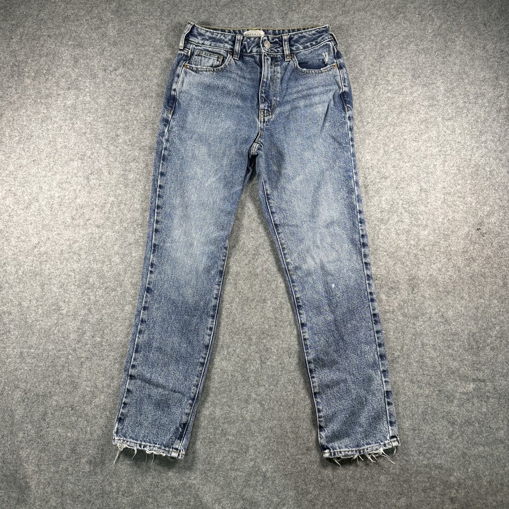 PacSun Mom Jean Size 23 Medium Blue Distressed Raw Hem Denim